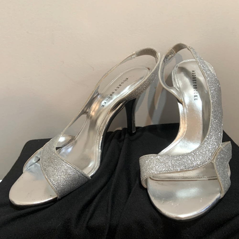 Sparkly Silver slingback heels